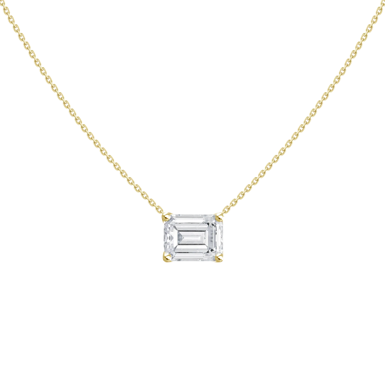 Emerald Cut Solitaire Necklace 1.00 ct