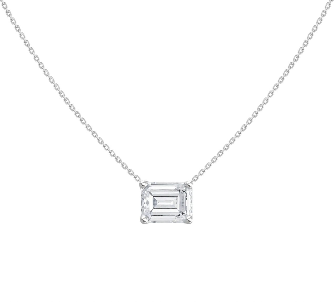 Emerald Cut Solitaire Necklace 1.00 ct