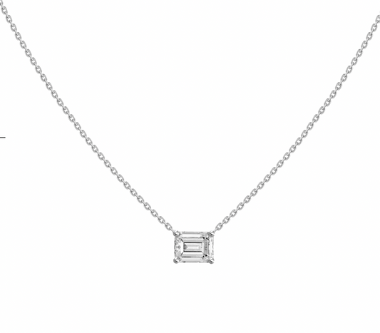 Emerald Cut Solitaire Necklace .50 ct