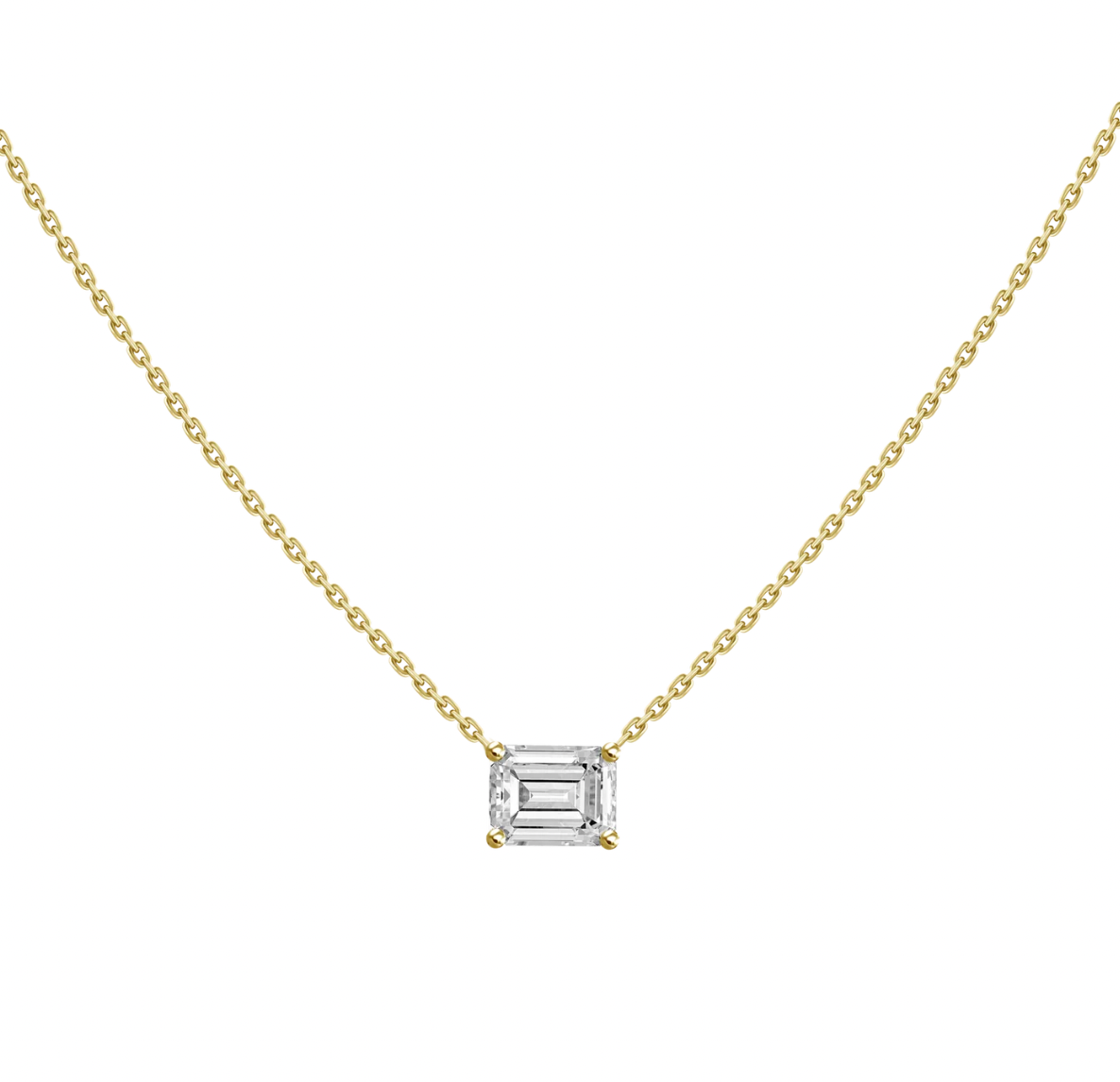 Emerald Cut Solitaire Necklace .50 ct