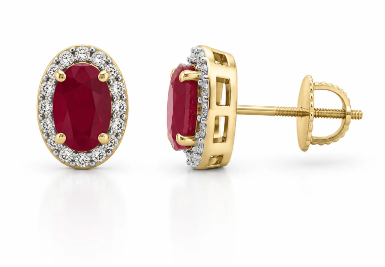 Oval Ruby Earrings