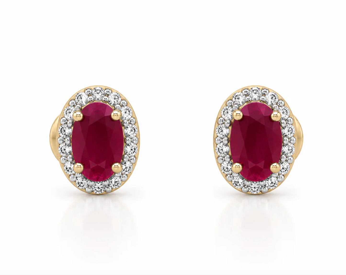 Oval Ruby Earrings