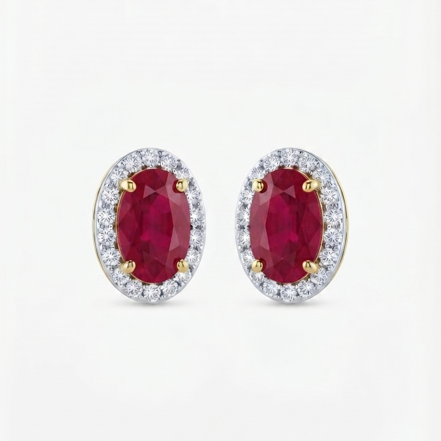 Oval Ruby Earrings