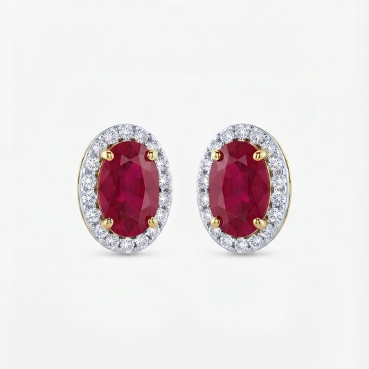 Oval Ruby Earrings